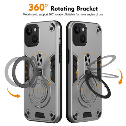 For iPhone 14 Case Rotatable Kickstand PC+TPU Drop Protection Phone Cover