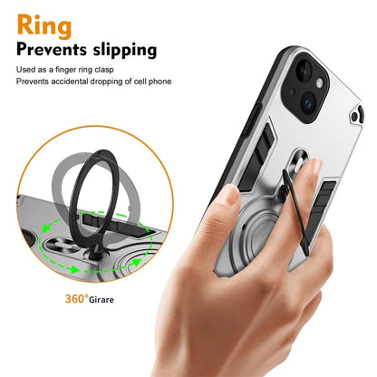 For iPhone 14 Case Rotatable Kickstand PC+TPU Drop Protection Phone Cover