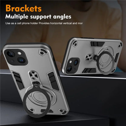 For iPhone 14 Case Rotatable Kickstand PC+TPU Drop Protection Phone Cover