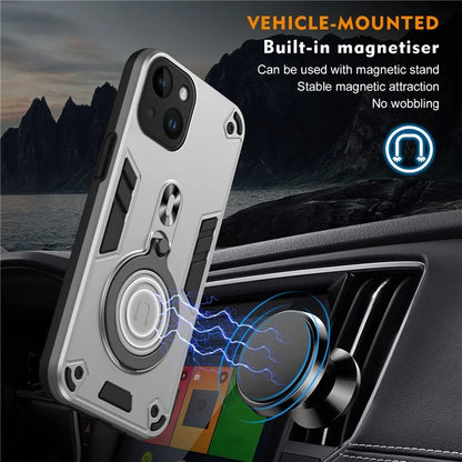 For iPhone 14 Case Rotatable Kickstand PC+TPU Drop Protection Phone Cover