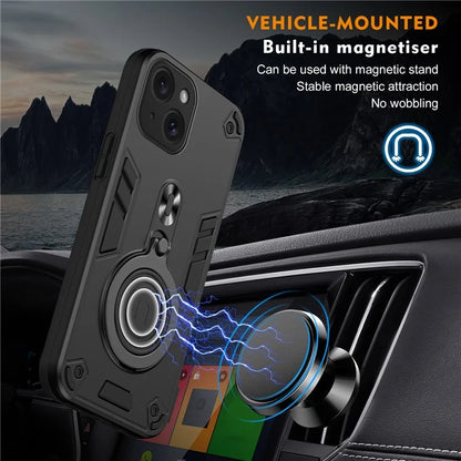 For iPhone 15 Case Rotatable Kickstand PC+TPU Drop Protection Phone Cover