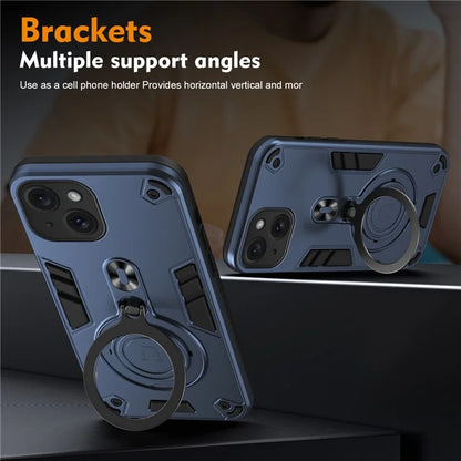 For iPhone 15 Case Rotatable Kickstand PC+TPU Drop Protection Phone Cover