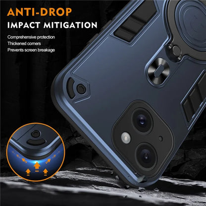 For iPhone 15 Case Rotatable Kickstand PC+TPU Drop Protection Phone Cover