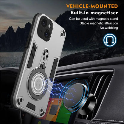 For iPhone 15 Case Rotatable Kickstand PC+TPU Drop Protection Phone Cover