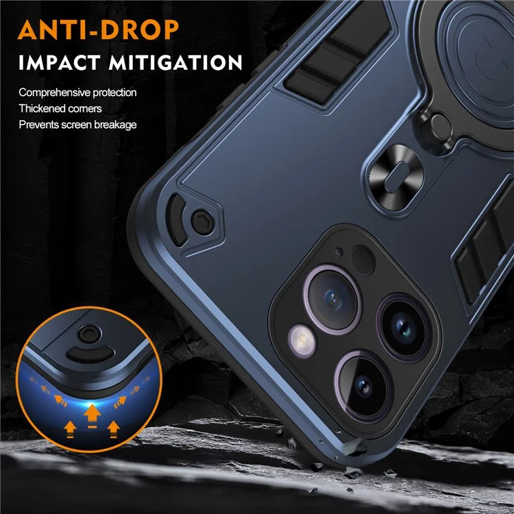 For iPhone 14 Pro Max Case Rotatable Kickstand PC+TPU Drop Protection Phone Cover