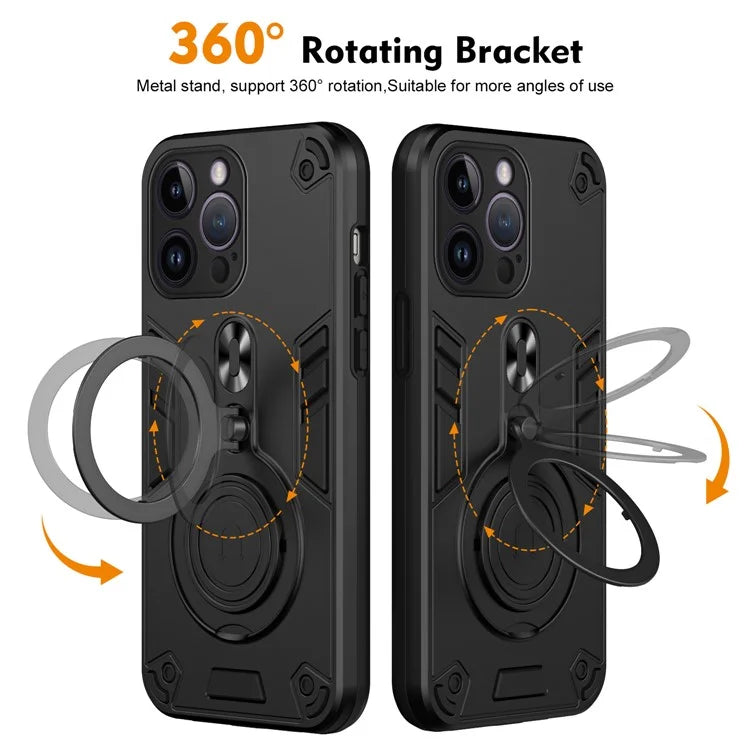 For iPhone 14 Pro Max Case Rotatable Kickstand PC+TPU Drop Protection Phone Cover