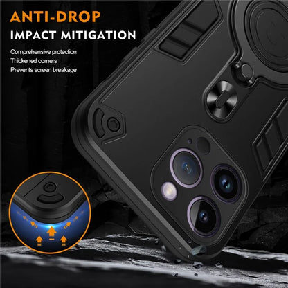 For iPhone 14 Pro Max Case Rotatable Kickstand PC+TPU Drop Protection Phone Cover