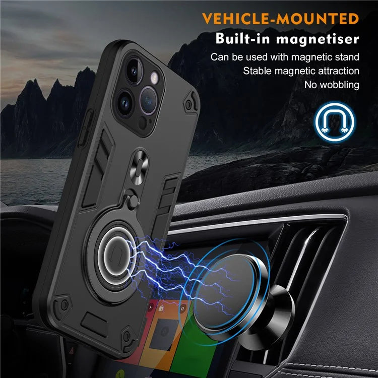 For iPhone 14 Pro Max Case Rotatable Kickstand PC+TPU Drop Protection Phone Cover