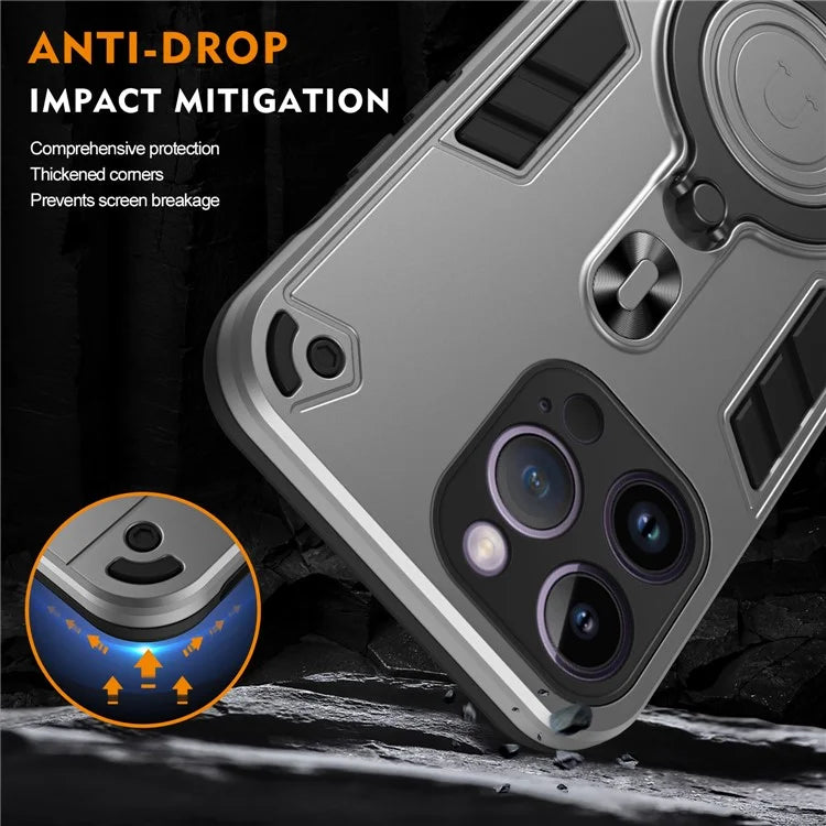 For iPhone 14 Pro Max Case Rotatable Kickstand PC+TPU Drop Protection Phone Cover