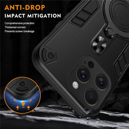 For iPhone 15 Pro Max Case Rotatable Kickstand PC+TPU Drop Protection Phone Cover