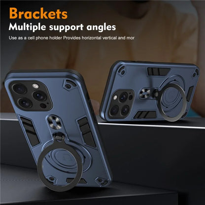 For iPhone 15 Pro Max Case Rotatable Kickstand PC+TPU Drop Protection Phone Cover