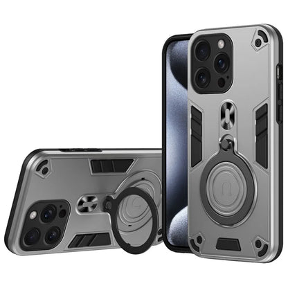 For iPhone 15 Pro Max Case Rotatable Kickstand PC+TPU Drop Protection Phone Cover