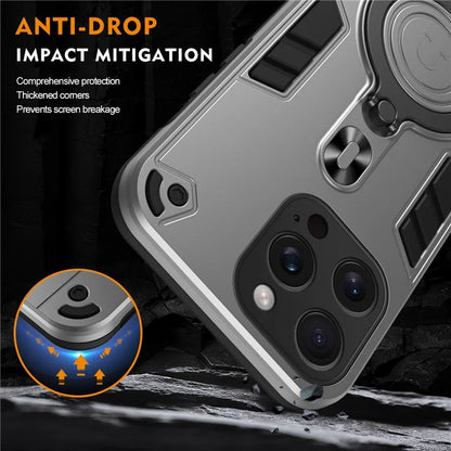 For iPhone 15 Pro Max Case Rotatable Kickstand PC+TPU Drop Protection Phone Cover