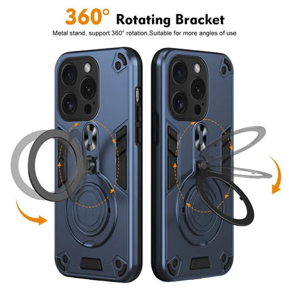 For iPhone 15 Pro Case Rotatable Kickstand PC+TPU Drop Protection Phone Cover
