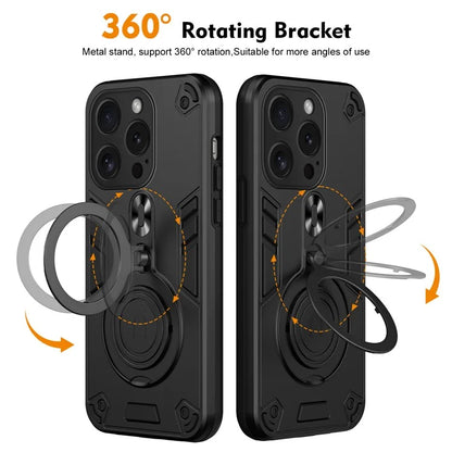 For iPhone 15 Pro Case Rotatable Kickstand PC+TPU Drop Protection Phone Cover