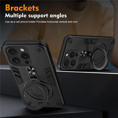 For iPhone 15 Pro Case Rotatable Kickstand PC+TPU Drop Protection Phone Cover
