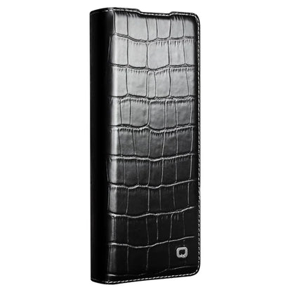 QIALINO For Samsung Galaxy Z Fold6 5G Case Crocodile Texture Genuine Cow Leather Flip Phone Cover