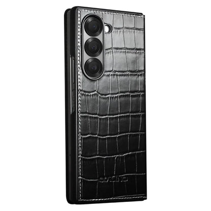 QIALINO For Samsung Galaxy Z Fold6 5G Case Crocodile Texture Genuine Cow Leather Flip Phone Cover