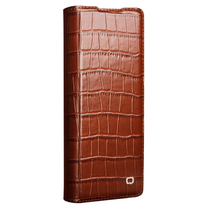 QIALINO For Samsung Galaxy Z Fold6 5G Case Crocodile Texture Genuine Cow Leather Flip Phone Cover