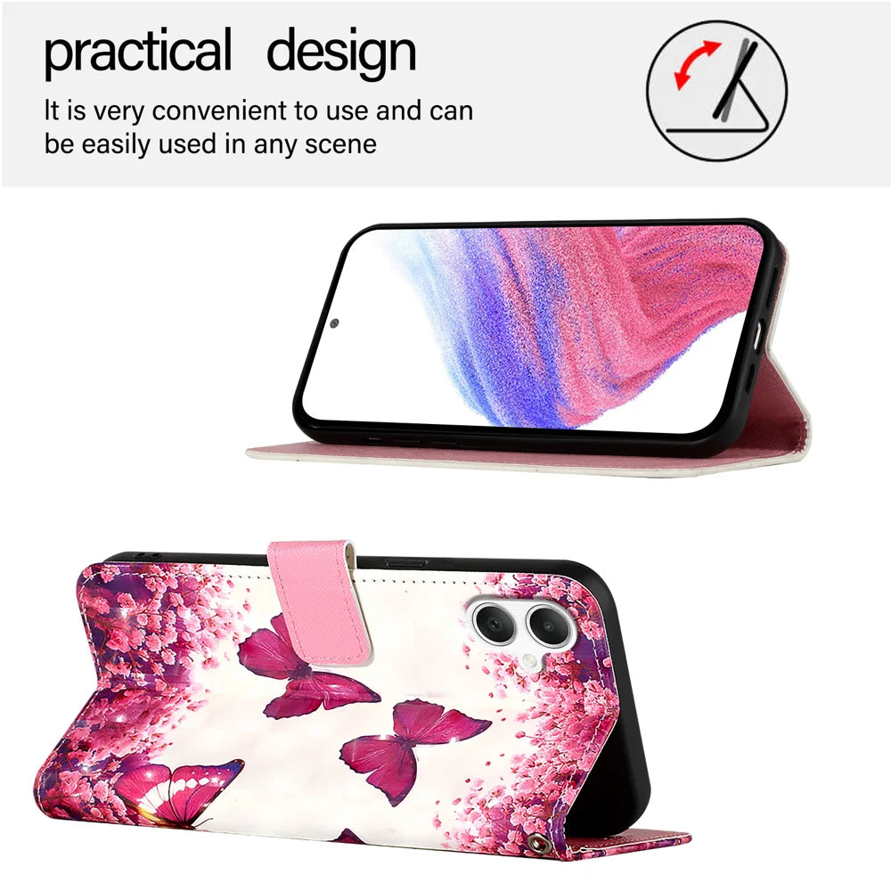 For Samsung Galaxy A06 Leather Case YB Pattern Printing Leather Series-2 Pattern Printing Wallet Stand Cover