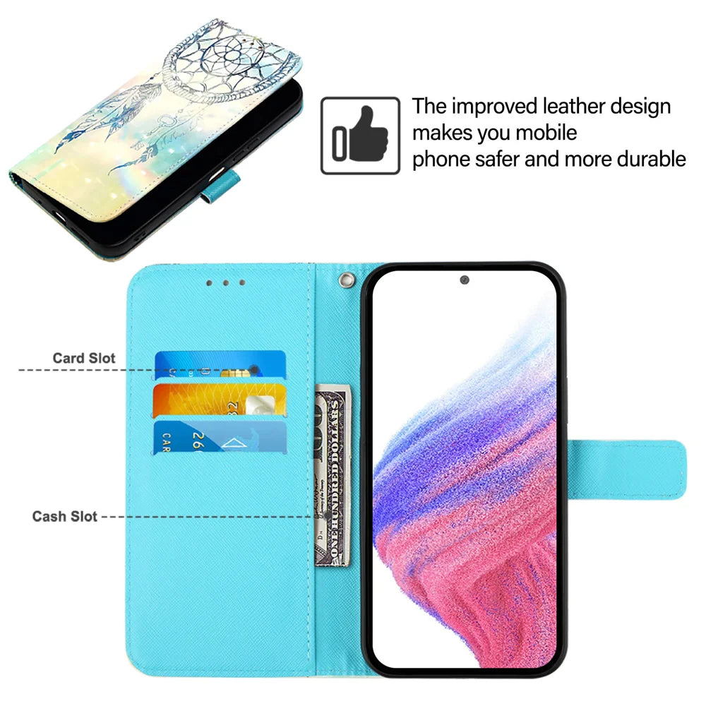 For Samsung Galaxy A06 Leather Case YB Pattern Printing Leather Series-2 Pattern Printing Wallet Stand Cover