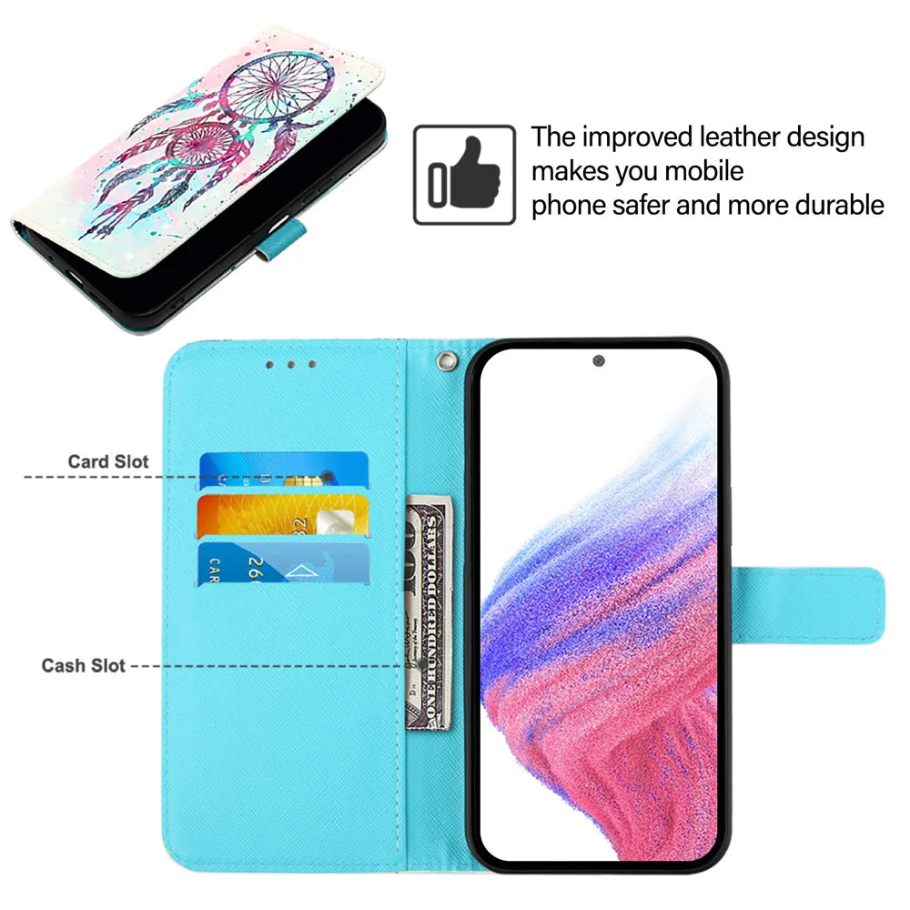 For Samsung Galaxy A06 Leather Case YB Pattern Printing Leather Series-2 Pattern Printing Wallet Stand Cover
