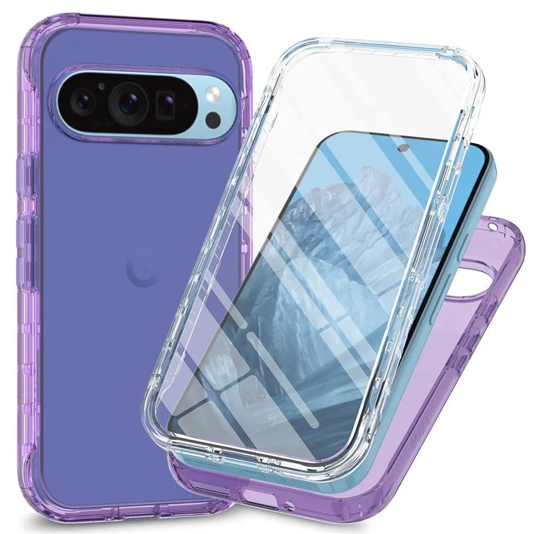 For Google Pixel 9 / 9 Pro Case TPU+PC Full Protection Shockproof Phone Cover with PET Screen Guard