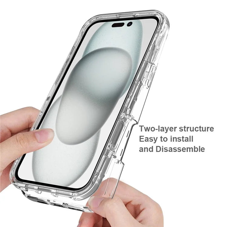 For iPhone 16 Plus Case TPU+PC Full Protection Shockproof Phone Cover with PET Screen Guard