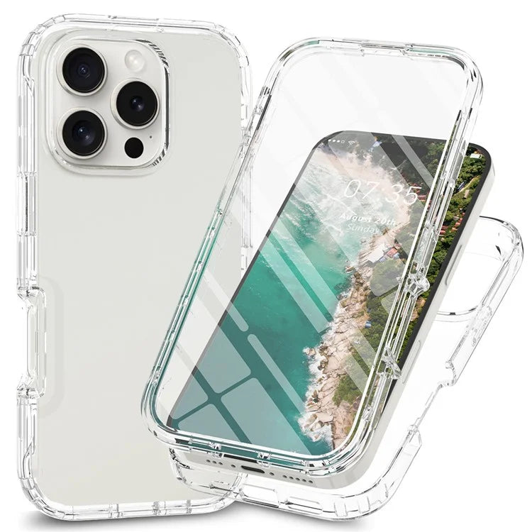 For iPhone 16 Pro Max Case TPU+PC Full Protection Shockproof Phone Cover with PET Screen Guard