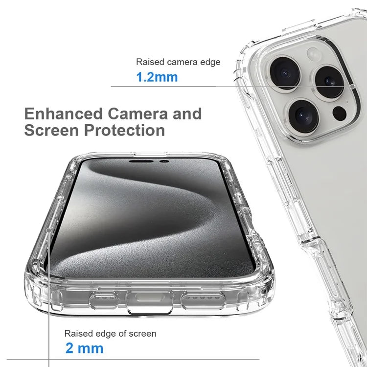 For iPhone 16 Pro Max Case TPU+PC Full Protection Shockproof Phone Cover with PET Screen Guard