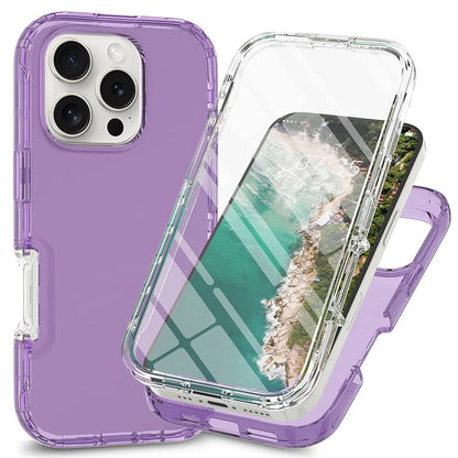 For iPhone 16 Pro Max Case TPU+PC Full Protection Shockproof Phone Cover with PET Screen Guard