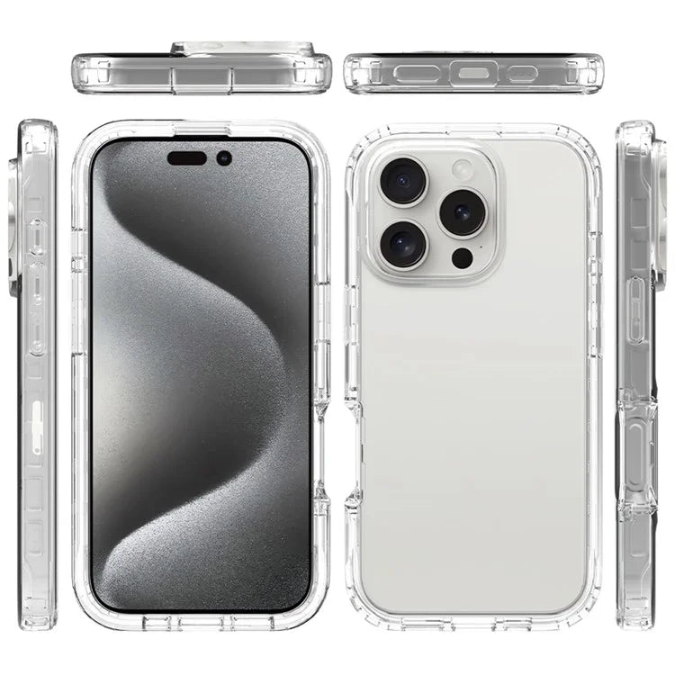 For iPhone 16 Pro Max Case TPU+PC Full Protection Shockproof Phone Cover with PET Screen Guard