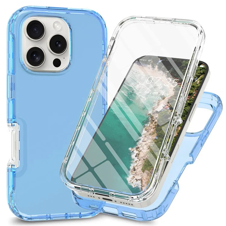 For iPhone 16 Pro Max Case TPU+PC Full Protection Shockproof Phone Cover with PET Screen Guard