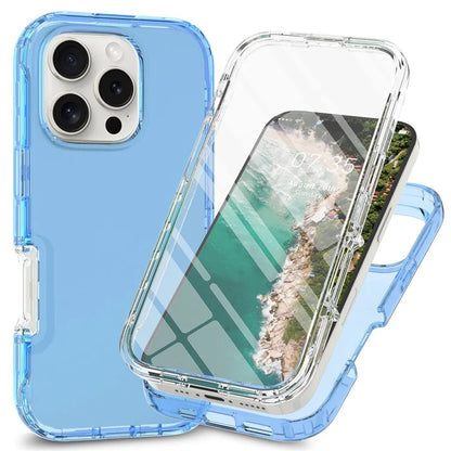 For iPhone 16 Pro Max Case TPU+PC Full Protection Shockproof Phone Cover with PET Screen Guard