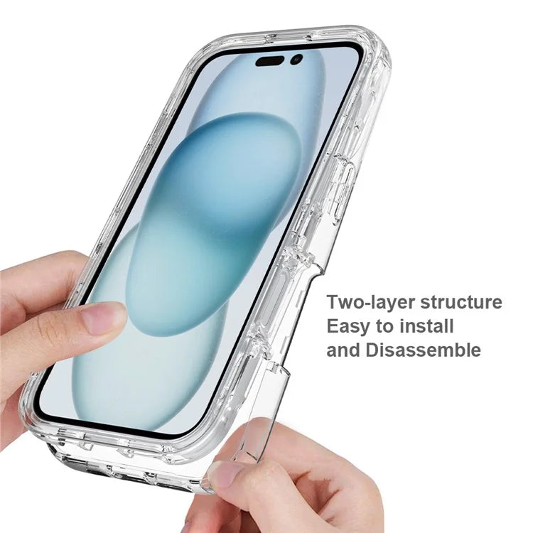 For iPhone 16 Case TPU+PC Full Protection Shockproof Phone Cover with PET Screen Guard