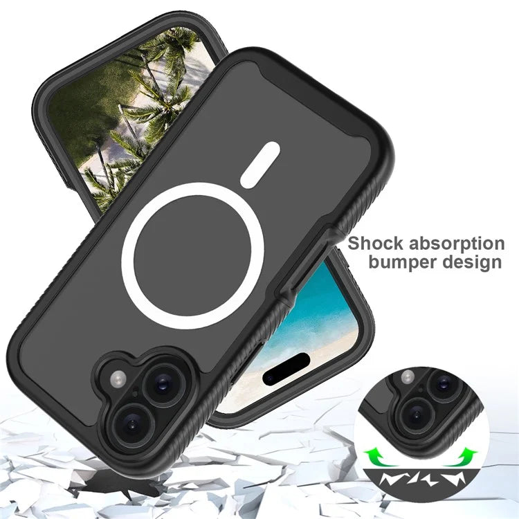 For iPhone 16 Pro Max Magnetic Case PC+TPU Phone Cover with PET Screen Film All-Around Protection