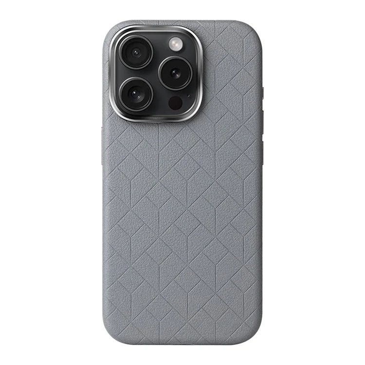 For iPhone 16 Pro Max Case Imprinted Anti-Fingerprint PU+TPU Phone Cover with Metal Buttons