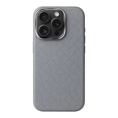 For iPhone 16 Pro Max Case Imprinted Anti-Fingerprint PU+TPU Phone Cover with Metal Buttons