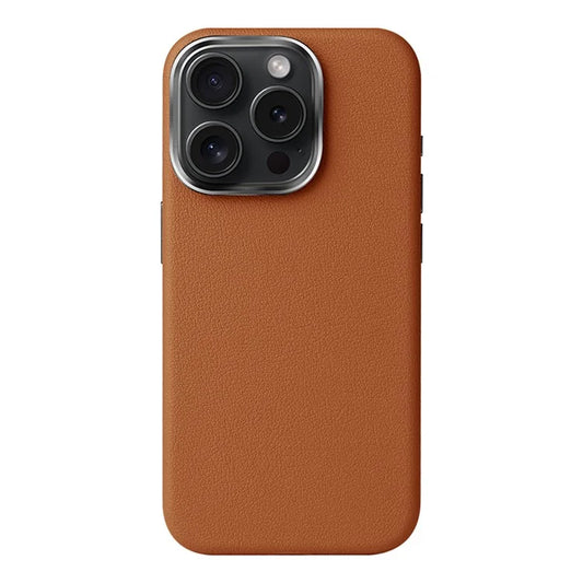 For iPhone 16 Pro Max Case Anti-Drop PU+TPU Phone Cover with Metal Buttons, Metal Lens Frame