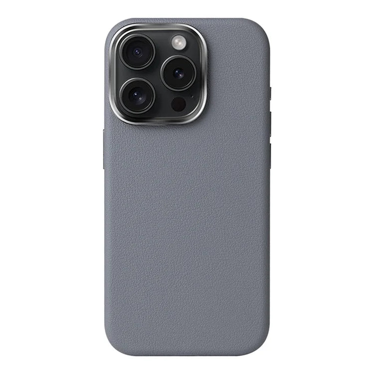 For iPhone 16 Pro Max Case Anti-Drop PU+TPU Phone Cover with Metal Buttons, Metal Lens Frame