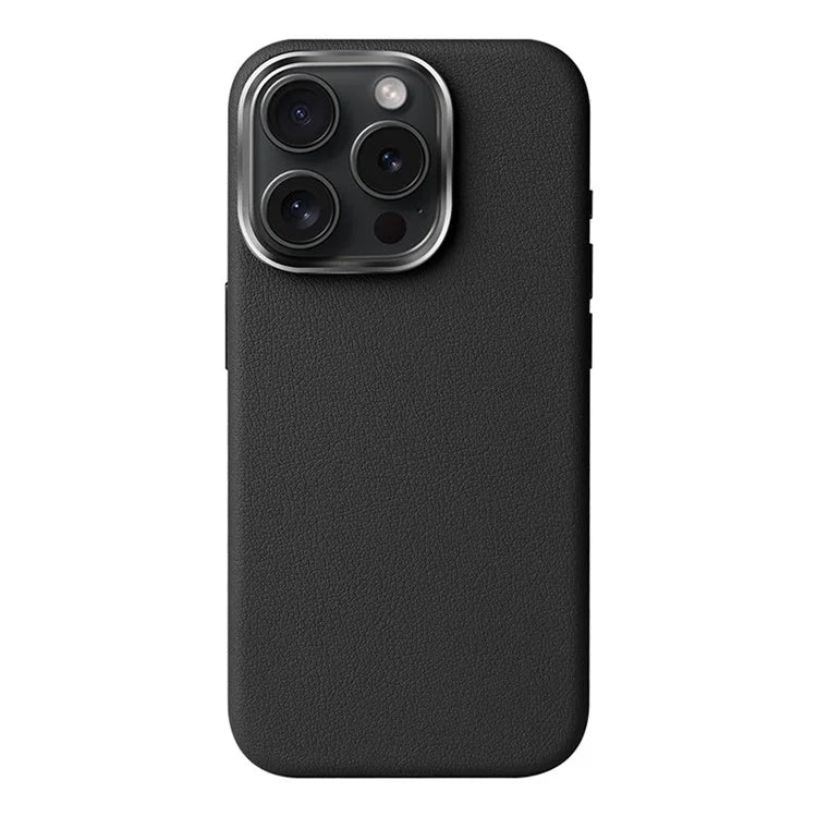 For iPhone 16 Pro Max Case Anti-Drop PU+TPU Phone Cover with Metal Buttons, Metal Lens Frame