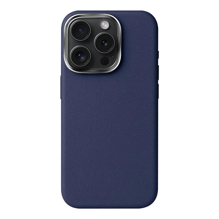 For iPhone 16 Pro Max Case Anti-Drop PU+TPU Phone Cover with Metal Buttons, Metal Lens Frame