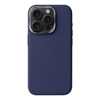 For iPhone 16 Pro Max Case Anti-Drop PU+TPU Phone Cover with Metal Buttons, Metal Lens Frame