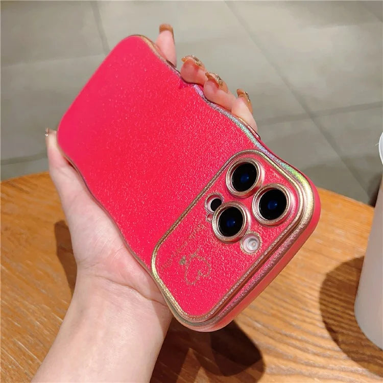 For iPhone 16 Pro Case Curly Shape Love Heart TPU Phone Cover Iridescent Gradient