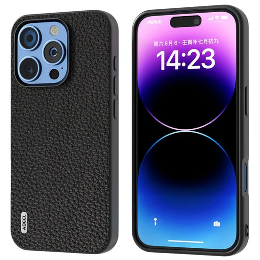 ABEEL For iPhone 16 Pro Max Case TPU+Genuine Cow Leather Protective Phone Cover