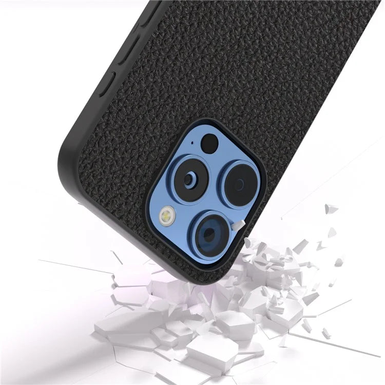 ABEEL For iPhone 16 Pro Max Case TPU+Genuine Cow Leather Protective Phone Cover