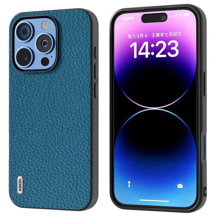 ABEEL For iPhone 16 Pro Max Case TPU+Genuine Cow Leather Protective Phone Cover