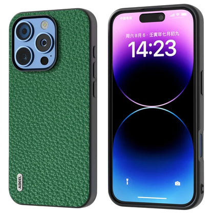 ABEEL For iPhone 16 Pro Max Case TPU+Genuine Cow Leather Protective Phone Cover