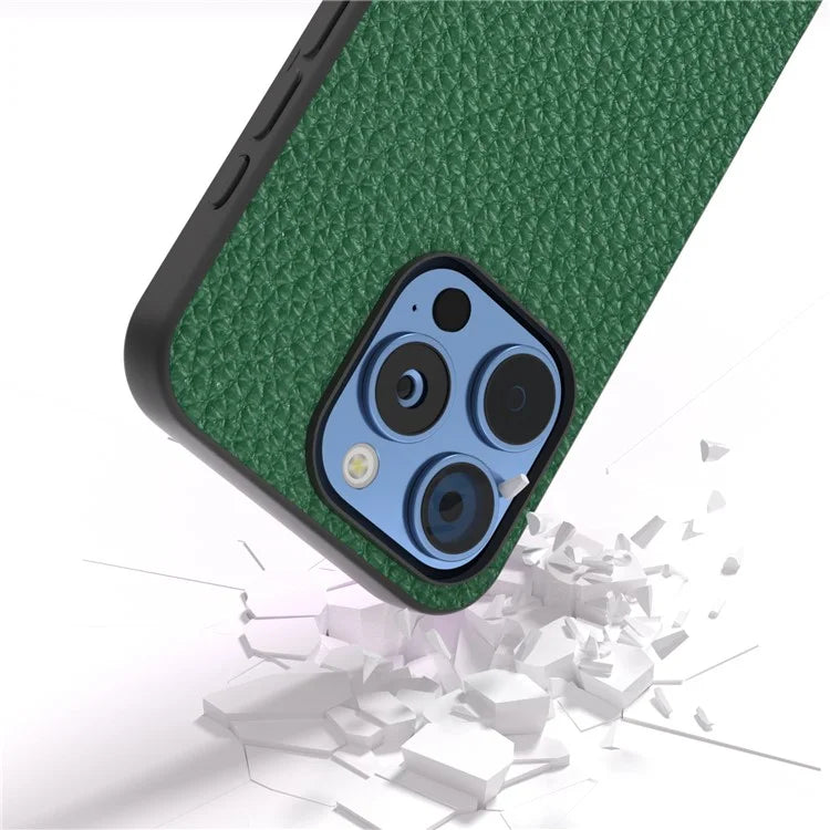 ABEEL For iPhone 16 Pro Max Case TPU+Genuine Cow Leather Protective Phone Cover