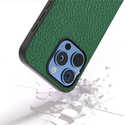 ABEEL For iPhone 16 Pro Max Case TPU+Genuine Cow Leather Protective Phone Cover